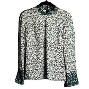 TopShop Pink and Blue Floral High Neck Blouse Size 4
